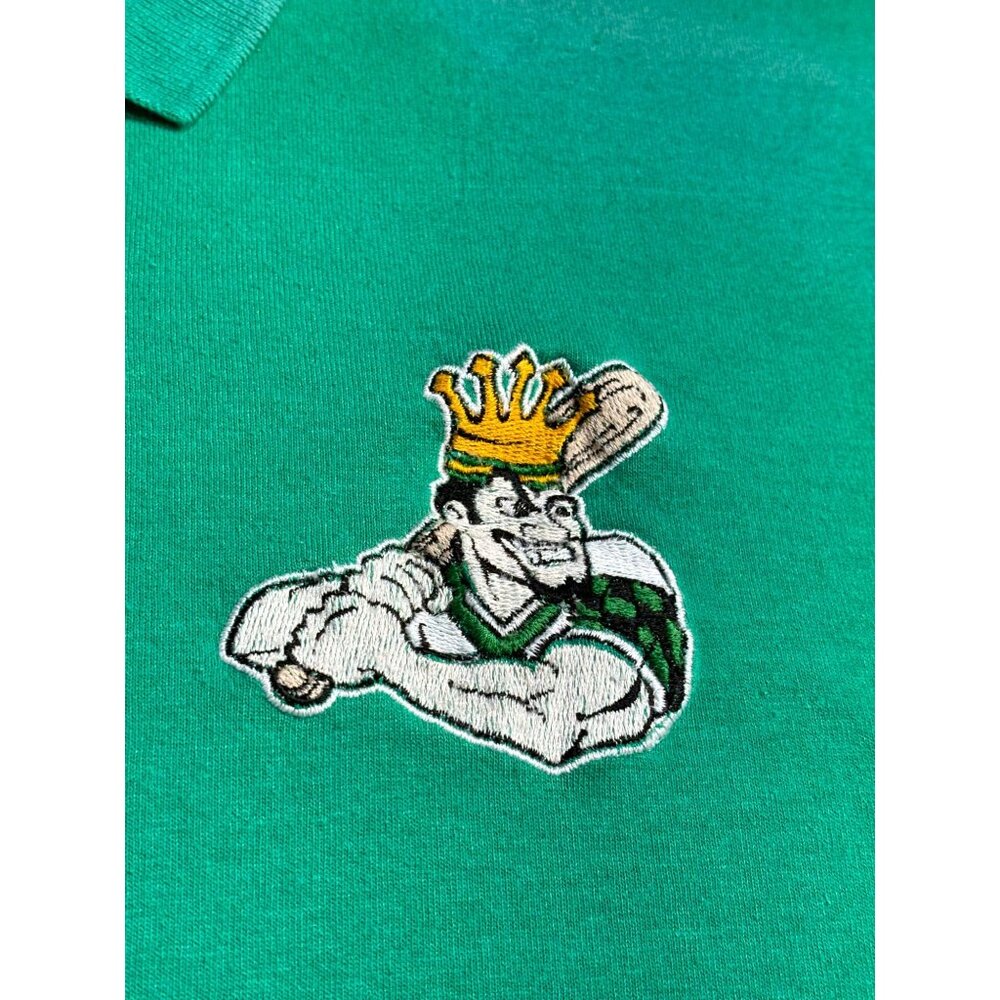 Vtg  Clinton Lumberjack Polo Shirt Hanes XL Green Embroidered Baseball *Flaws